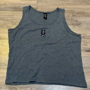 Vintage 90’s Y2K GAP G 1969 block tag ribbed Heathered blue crop tank top Sz M
